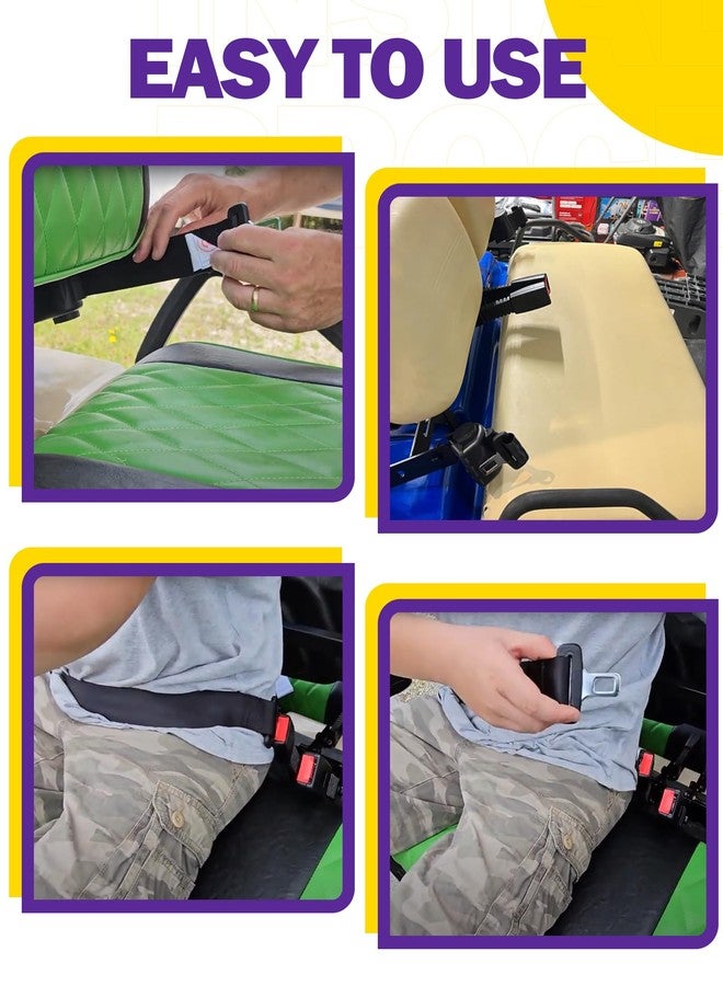 HOWBOW أحزمة أمان عربات الجولف HOWBOW لعربات EZGO و Club Car و Yamaha، طقم أحزمة أمان عالمية قابلة للسحب مكون من 4 قطع، ترقية أحزمة الأمان لأربعة ركاب TXT RXV DS Preceder، معظم عربات الجولف، المقعد الأمامي والخلفي بدون دعامة - Image 5